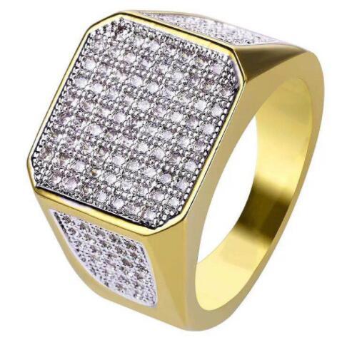 Mens Star Ring Gold Plated Copper Ring Micro Zircon Inlaying Indiv Packed Electroplated Finish Fashion Jewelry