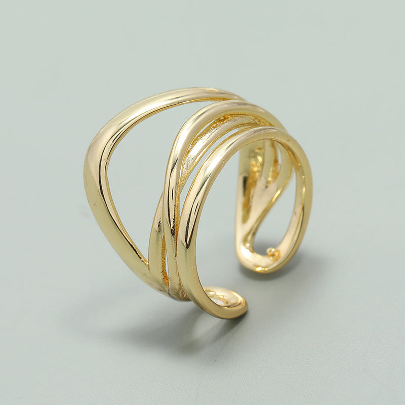 Unisex Copper Ring Adjustable Electroplated Light Gold Finish Durable For Everyday Wear Opening Design For All