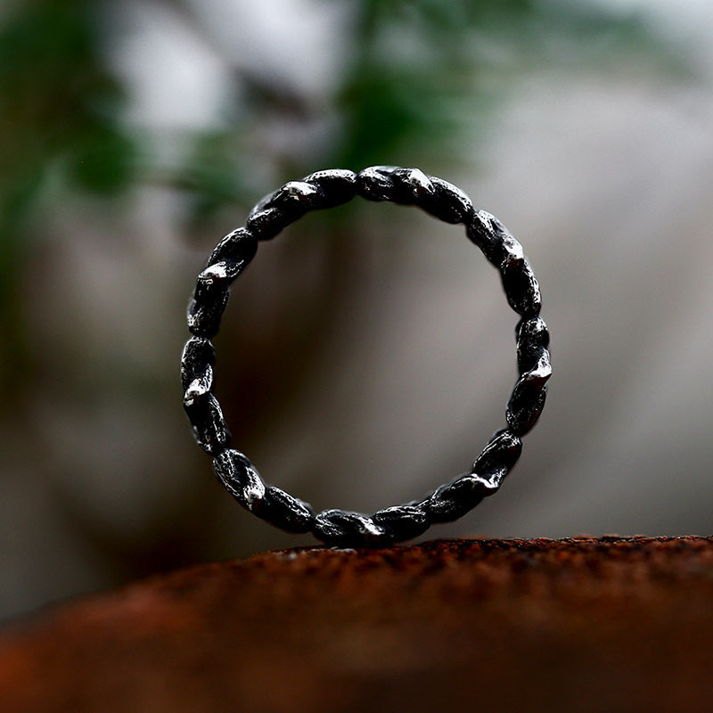 Mens Titanium Steel Ring Hollow Twist Design Polished Finish Durable Fashion Jewelry For Daily Wear Gift Ready