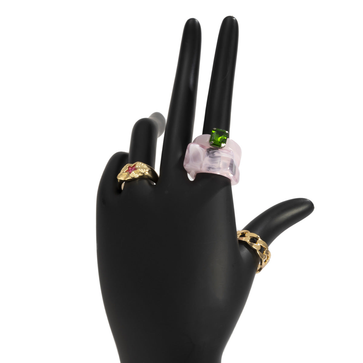 Geometric Metal Ring Set Of 4 Star Rings For Women Girls Ladies Non Inlaid Jewelry Durable Crafts For Day Wear