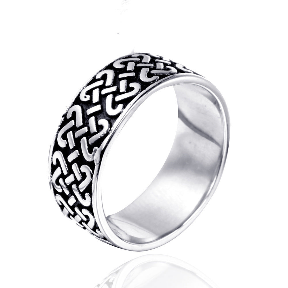 Mens Titanium Ring Geometric Design Polished Jewelry