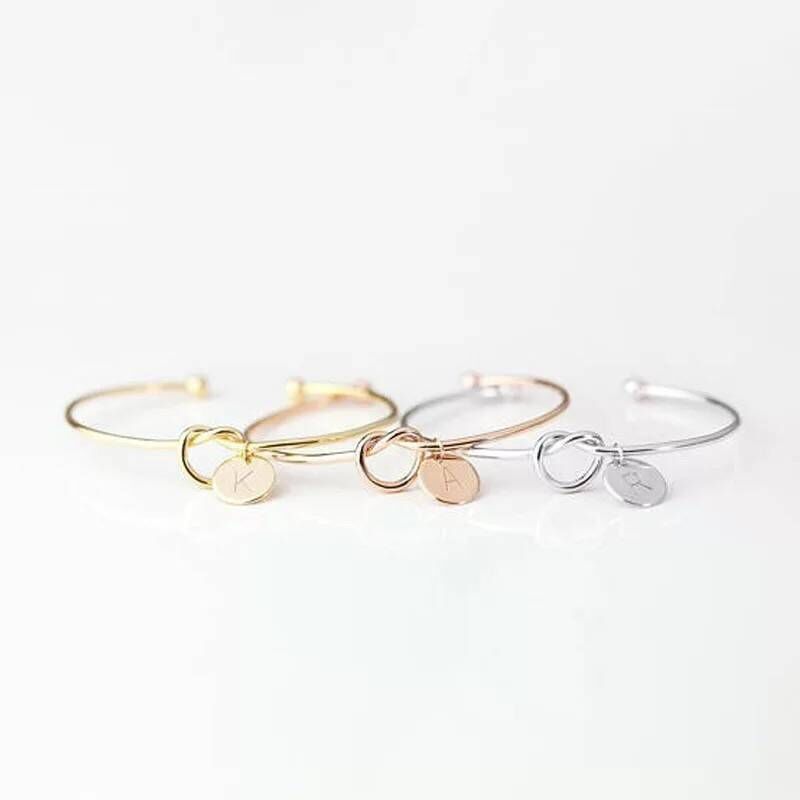 Womens Initials Bracelet Personalized Letter Bracelet Adjustable Metal Alphabet Jewelry European Styles Trendy