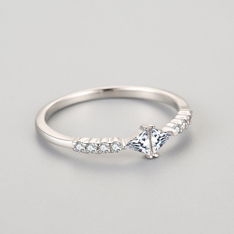 925 Sterling Silver Ring for Women Korean Geometric Design Ring with Diamond Accent Adjustable Index Finger Ring Silver Ring Jewelry Gift for Her