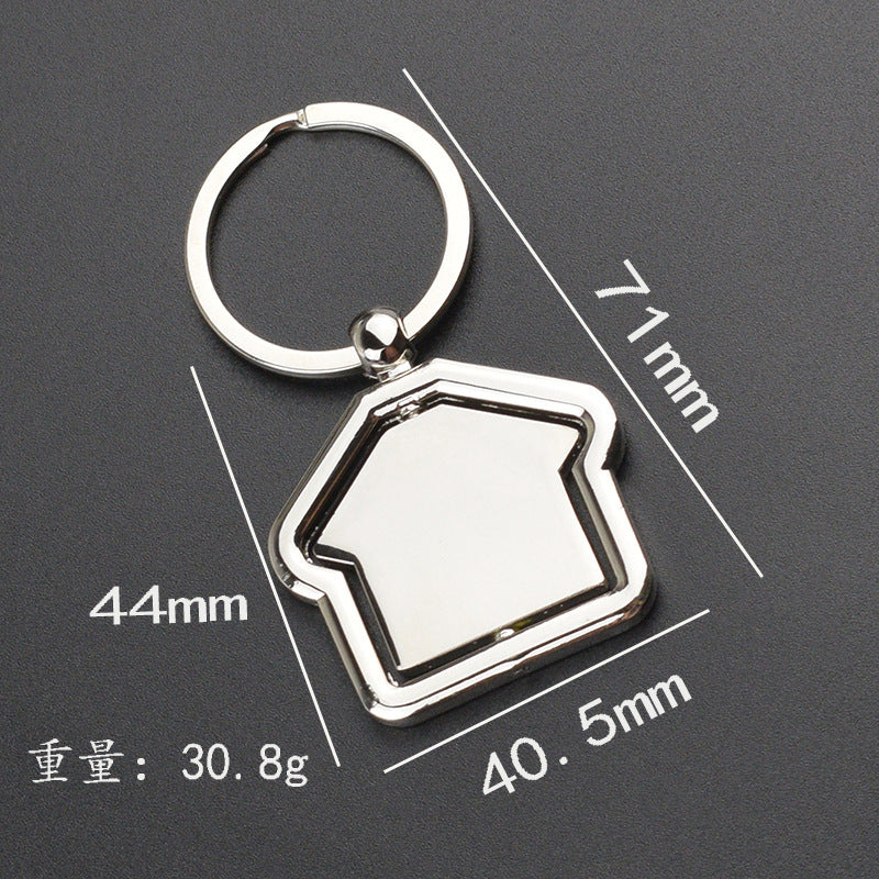 Rotating Metal Keychain Home Decor Modern Geometric Design Alloy Electroplated Ornament Key Ring For Home Uses
