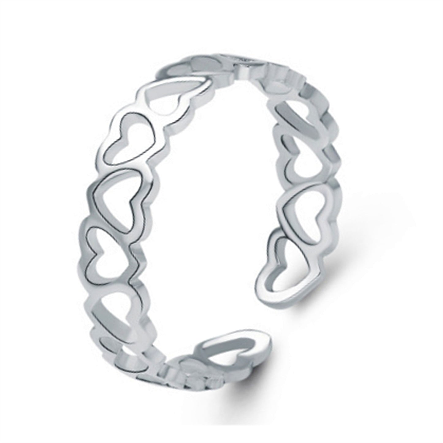 Silver Plated Ring Heart To Heart Copper Band Geometric Jewelry Gift For Her Women Elegant Gift For Her Jewels