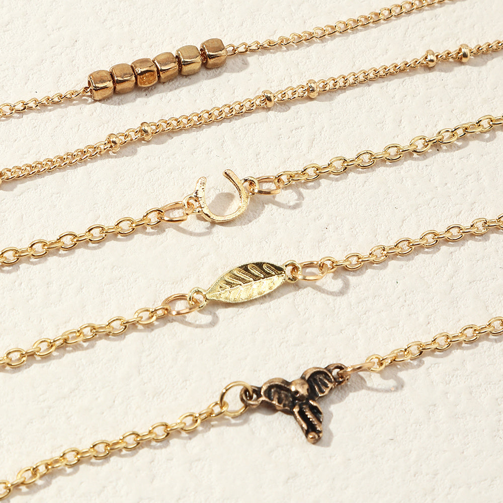 Womens Bracelet Set Five Piece Irregular Electroplated Alloy Fashion Jewelry Bracelets Popular Design Metal Set