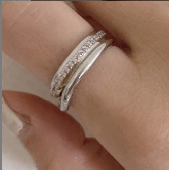 Geometric Metal Ring For Women Plated Fashion Jewelry Trendy Silver Tone Ring Minimalist Geometry Design Style