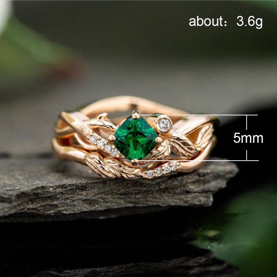 Copper Ring With Geometric Zircon Inlay European Design For Women Fashion Accessory Green Zircon Jewelry Shine