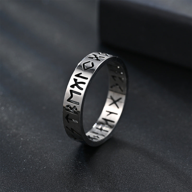 Unisex Stainless Steel Ring With Text Numerals 6mm Wide
