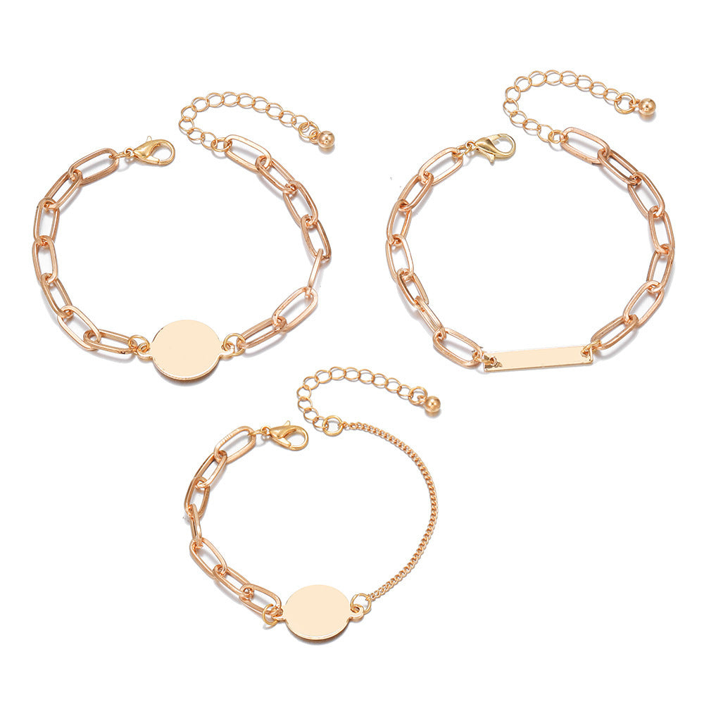 Unisex Alloy Bracelet Set Glossy Round Geometry Design Punk Style for Men and Women Jewelry A trendy accessory