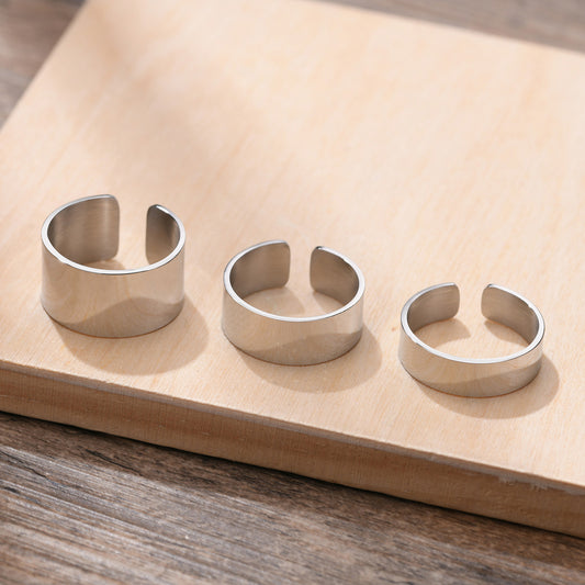 Mens Stainless Steel Open U Shaped Ring Adjustable Band Durable Comfortable Wear Minimalist Modern Style For Men
