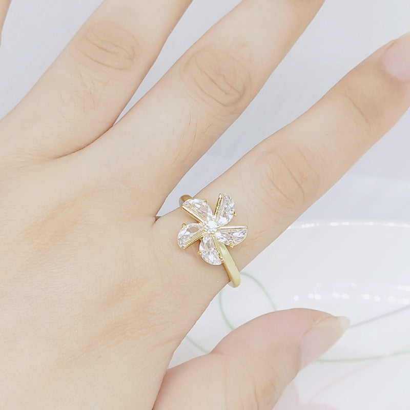 Small Rotating Windmill Ring For Women Korean Style Metal Electroplated Jewelry Spins Charmingly Reflects Light