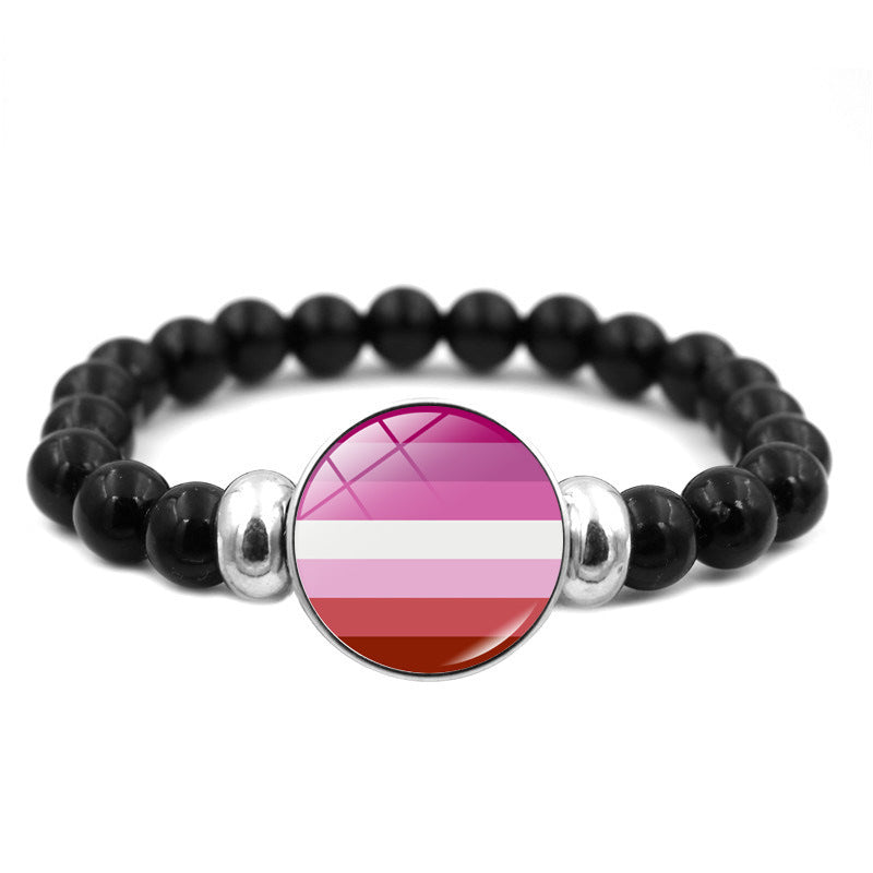 Unisex Beaded Resin Bracelet Flower Design European American Style For Men Women Elegant Resin Beads Accessory