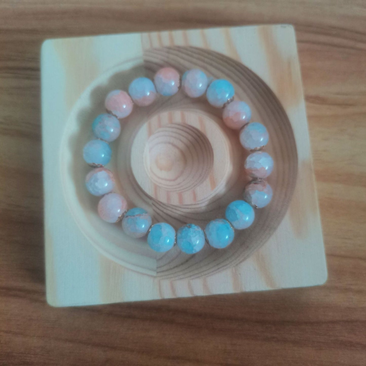 Geometric Glass Beaded Bracelet With Colored Glaze 10mm Cherry Blossom Retro Design For Women Everyday Wear Style