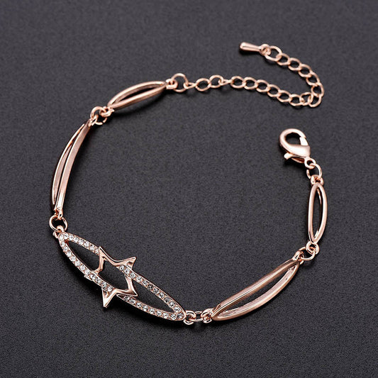 Womens Alloy Bracelet Geometric Electroplated Fashion Jewelry Gift For Her With Five Point Diamond Sleek Trend