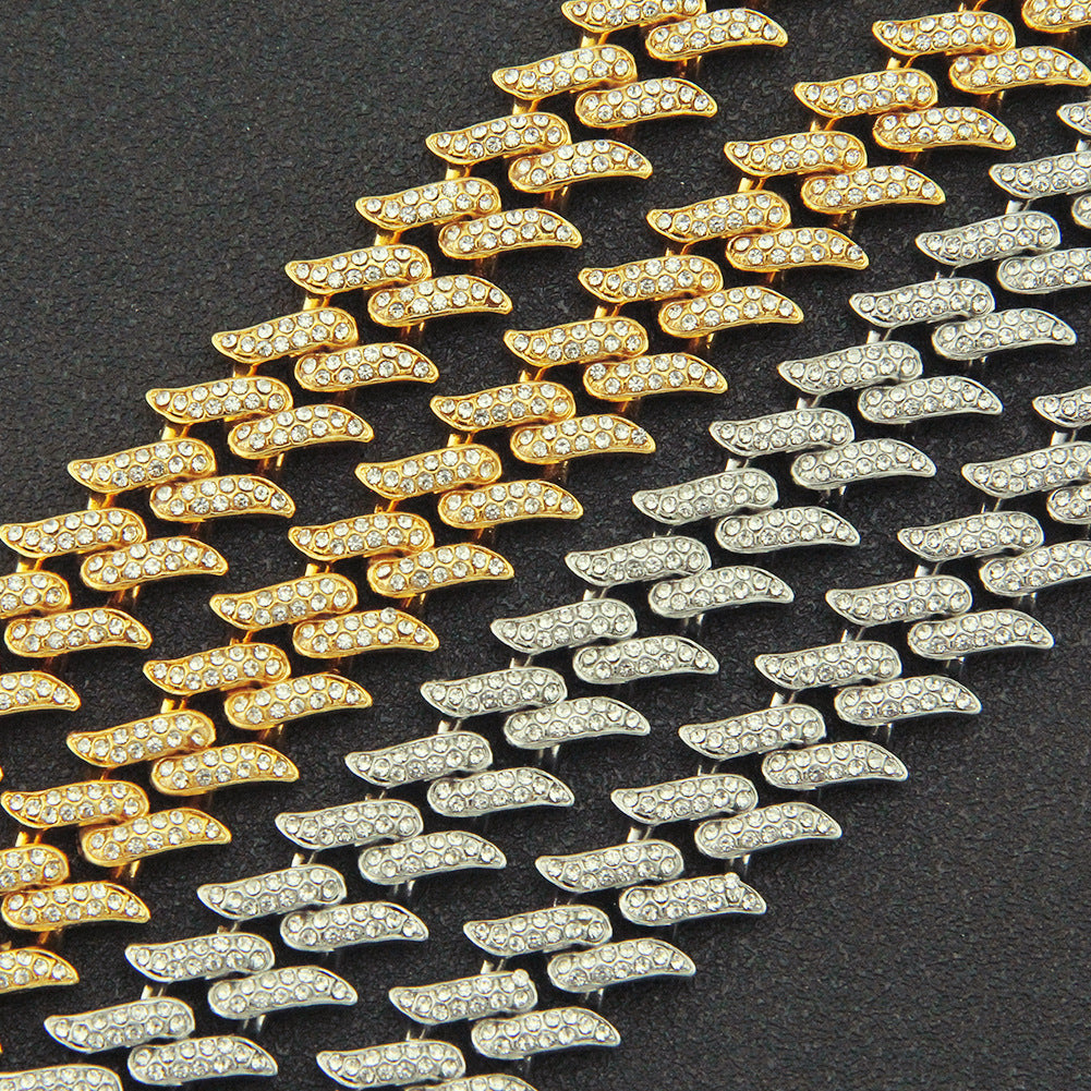 Mens Hip Hop Bracelet Geometric Diamond Inlaid Alloy Jewelry Gold Color Silver For Men Modern Styles Accessory