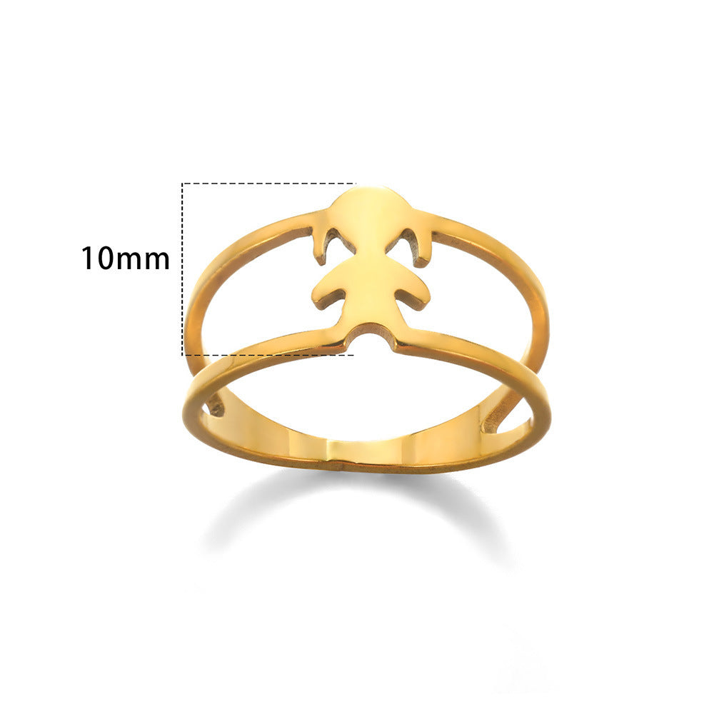Unisex Adjustable Stainless Steel Ring Heart Shape Geometric Hollow Design Band For Women And Men Everyday Jewelry