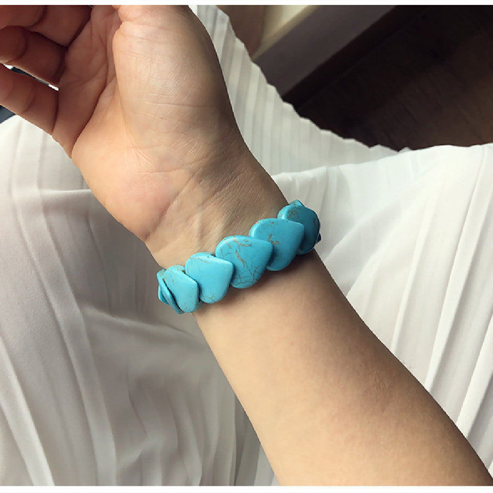 Womens Vintage Gem Bracelet Retro Geometric Inlaid Jewelry Bangle With Love Design Fashion Bracelets For Women