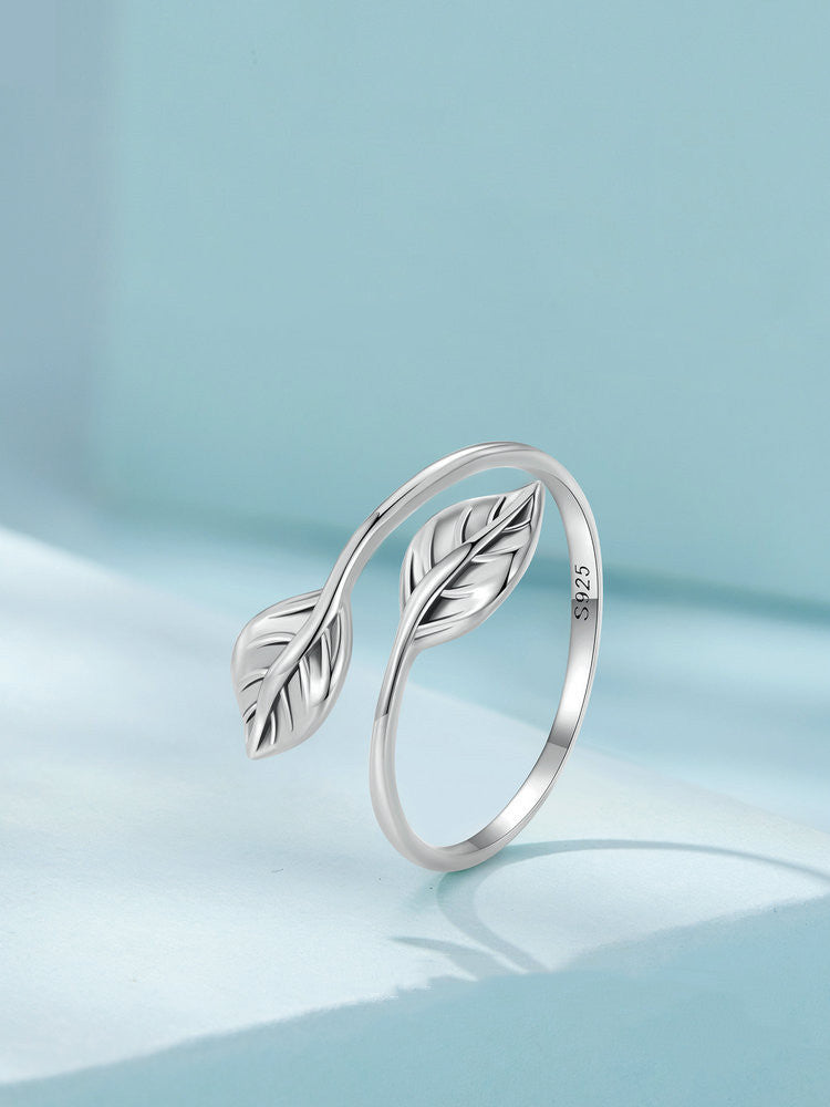 Autumn Leaves Silver Plated Ring For Women Fashion Jewelry
