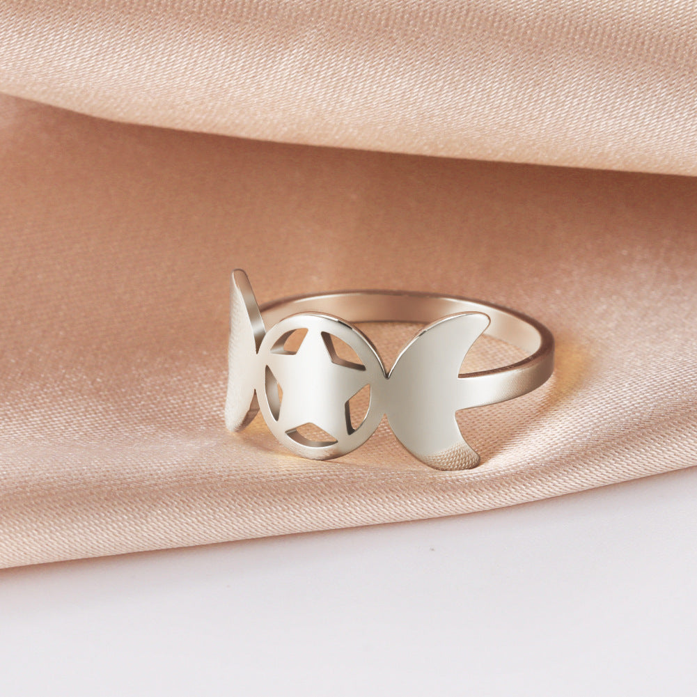 Geometric Stainless Steel Ring For Women European Design