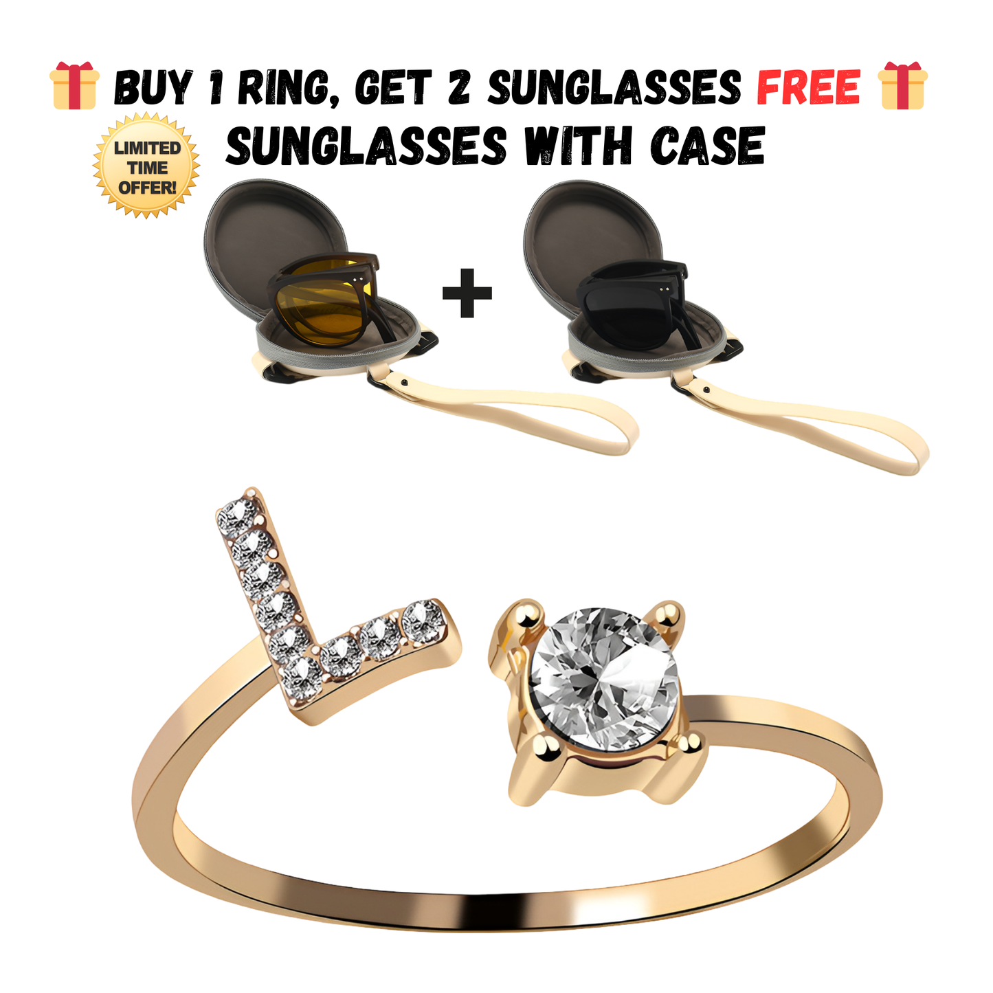 Adjustable Letter Zircon Ring with Alphabet Initials A Z Copper Alloy Jewelry Gift for Women Elegant Gift Idea