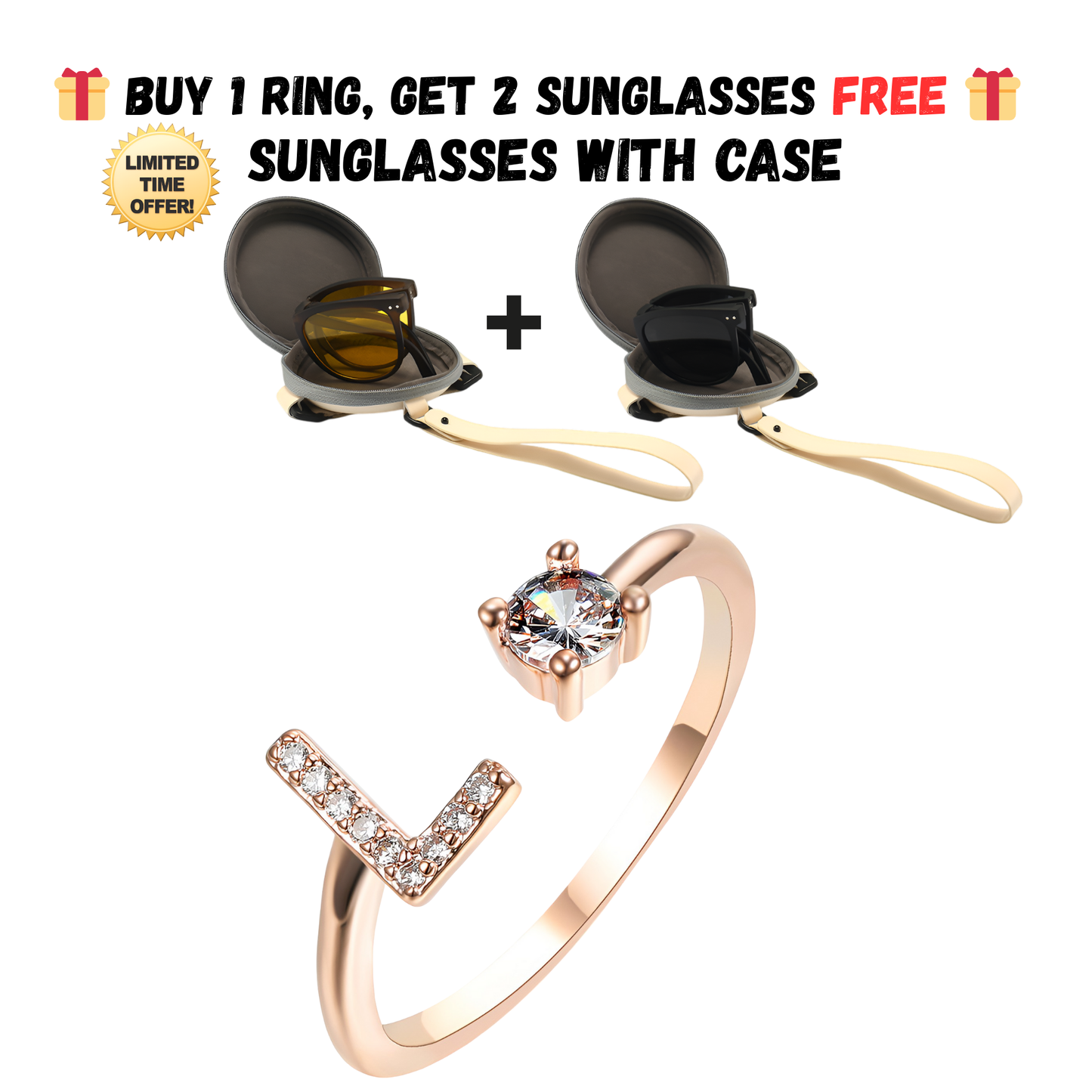 Adjustable Letter Zircon Ring with Alphabet Initials A Z Copper Alloy Jewelry Gift for Women Elegant Gift Idea