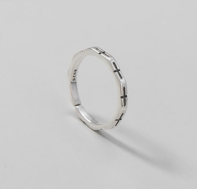 Sterling Silver Cross Ring Female Retro Simple Niche