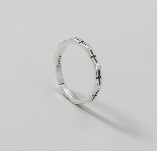 Sterling Silver Cross Ring Female Retro Simple Niche