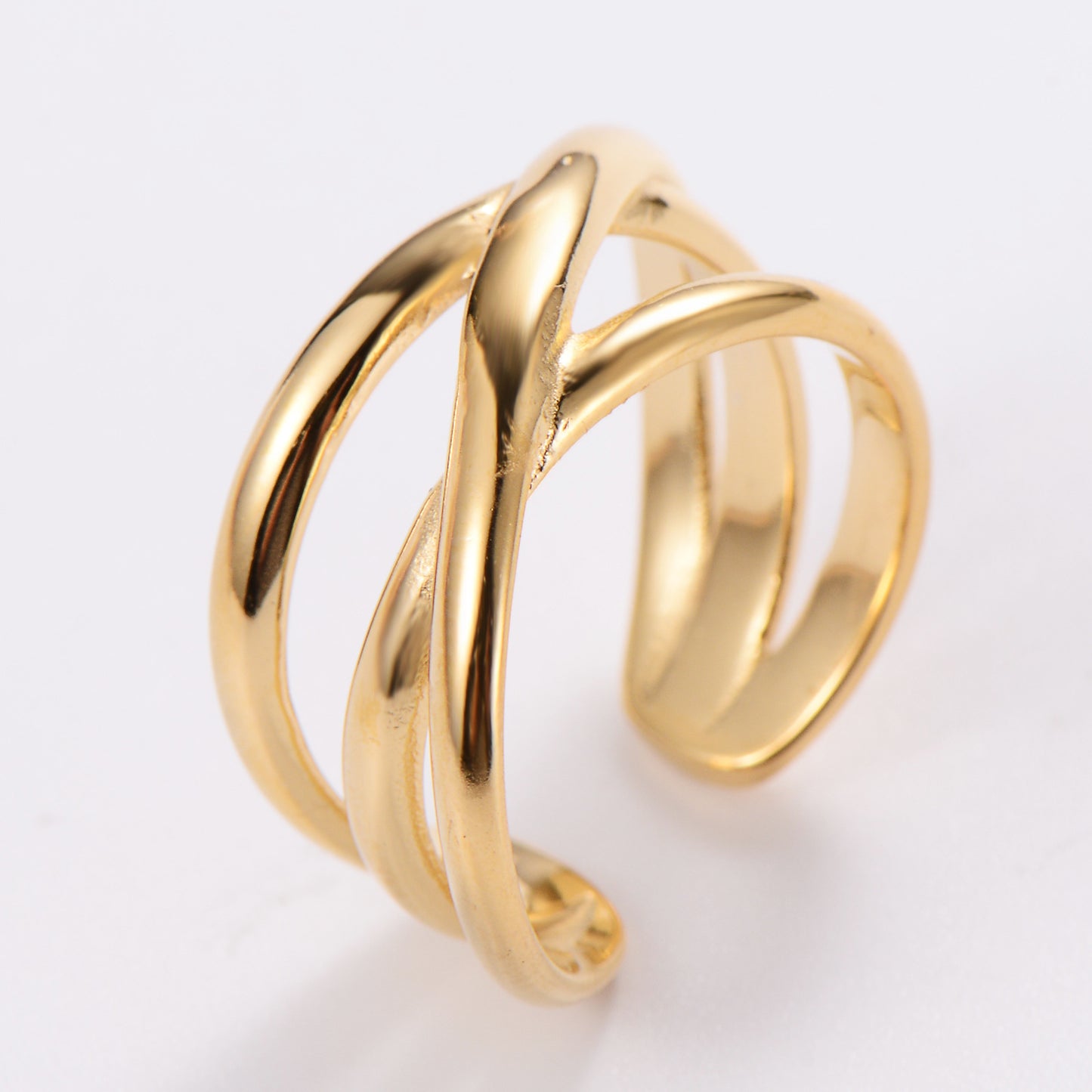 Women Titanium Steel Ring Moon Star Inlaid Open Adjustable Minimalist Dainty Jewelry For Everyday Wear Jewelry