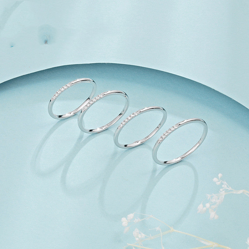 Silver Ring for Women Diamond Accent Electroplated Glossy Finish Dainty Fashion Jewelry for Engagement Gift Idea