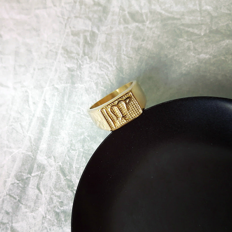 Gold Plated Titanium Steel Ring Geometric Design For Corporate Gifts And Celebrations Ideal Gift For Occasions