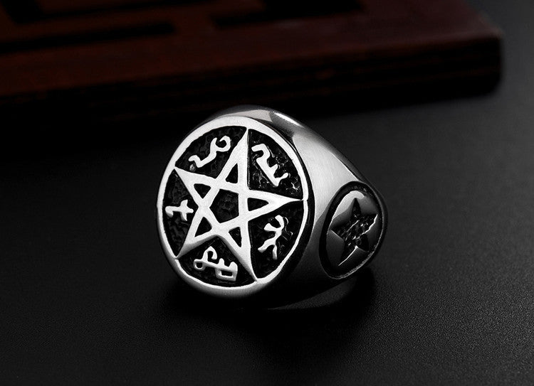 Five-star men's titanium steel ring