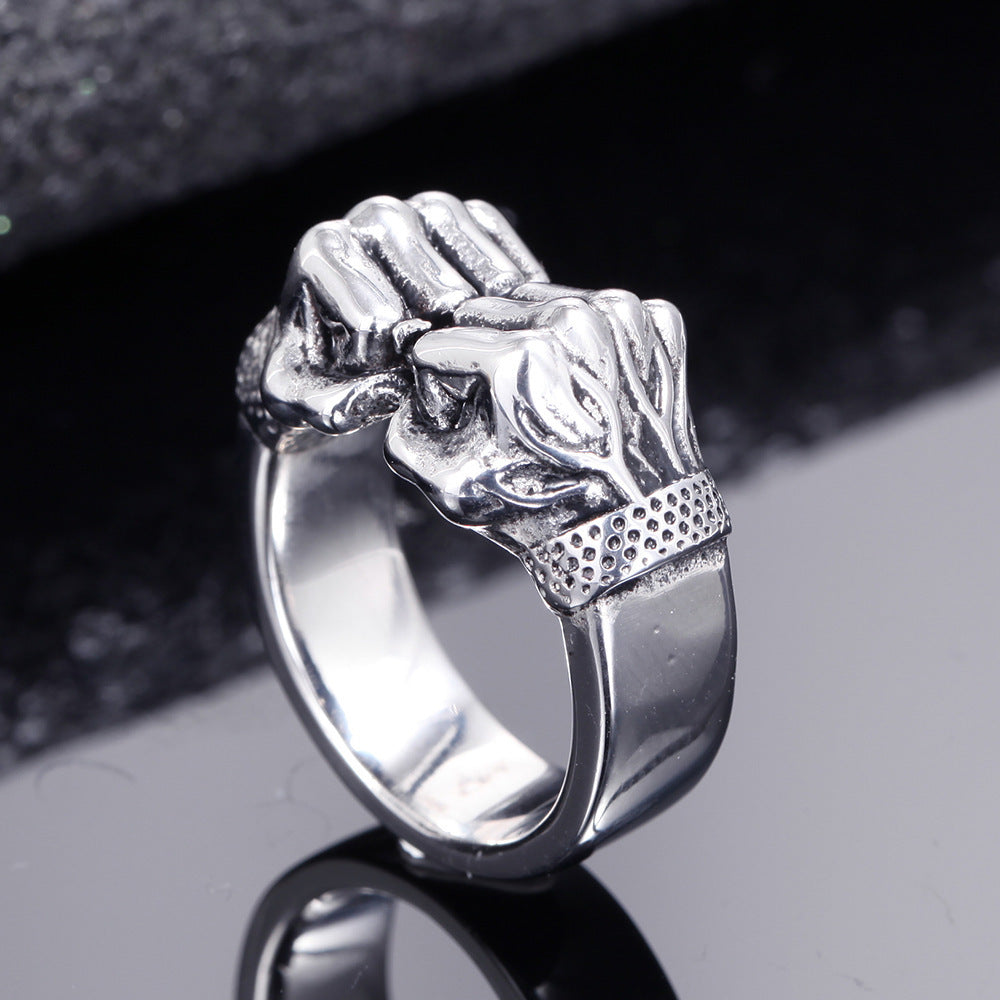 Mens Stainless Steel Geometric Knuckle Ring Handmade Jewelry