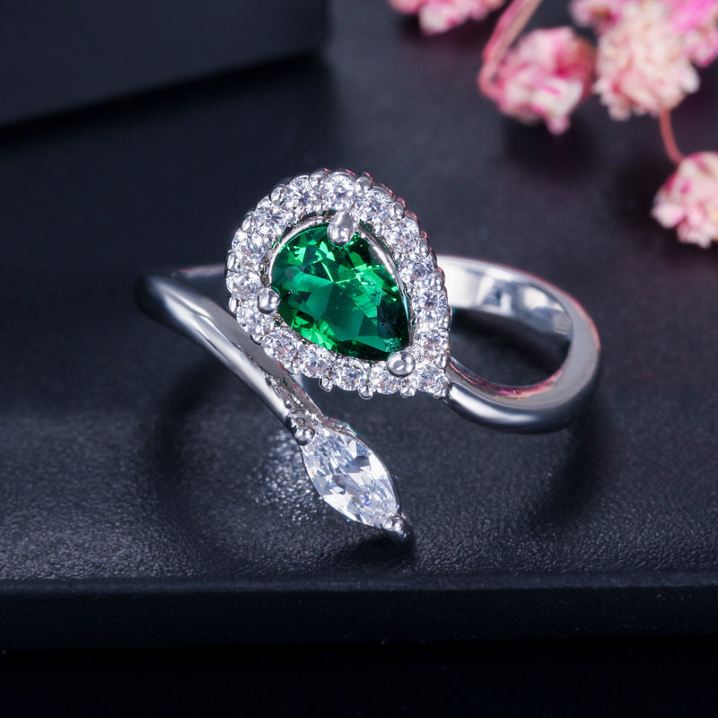 Womens Adjustable Zircon Ring Gold Plated Copper Micro Inlay Hypoallergenic Promise Engagement Jewelry Gift Classic