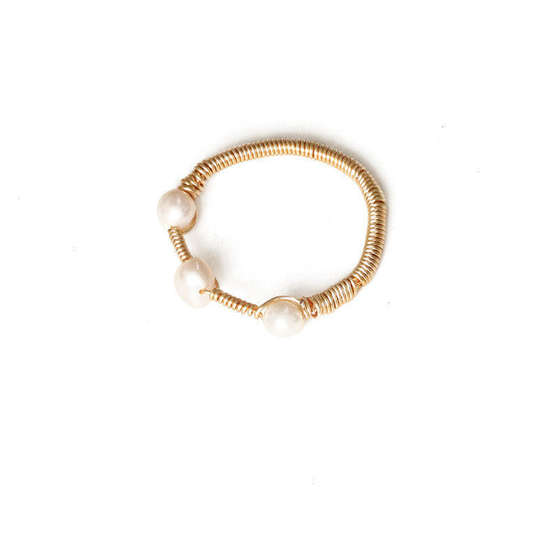 Natural shaped pearl ring