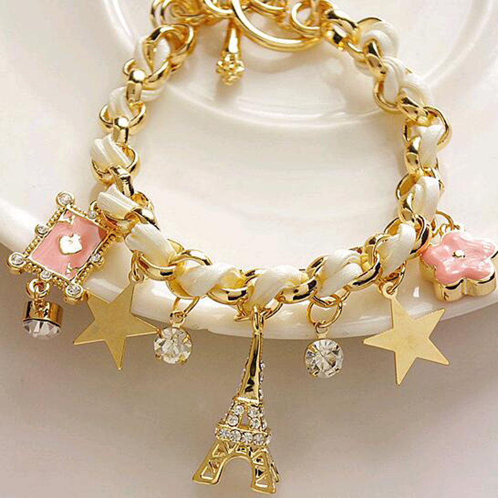 Womens Korean Five Pointed Star Alloy Bracelets Dripping Oil Finish Anniversary Employees Benefits Advertising
