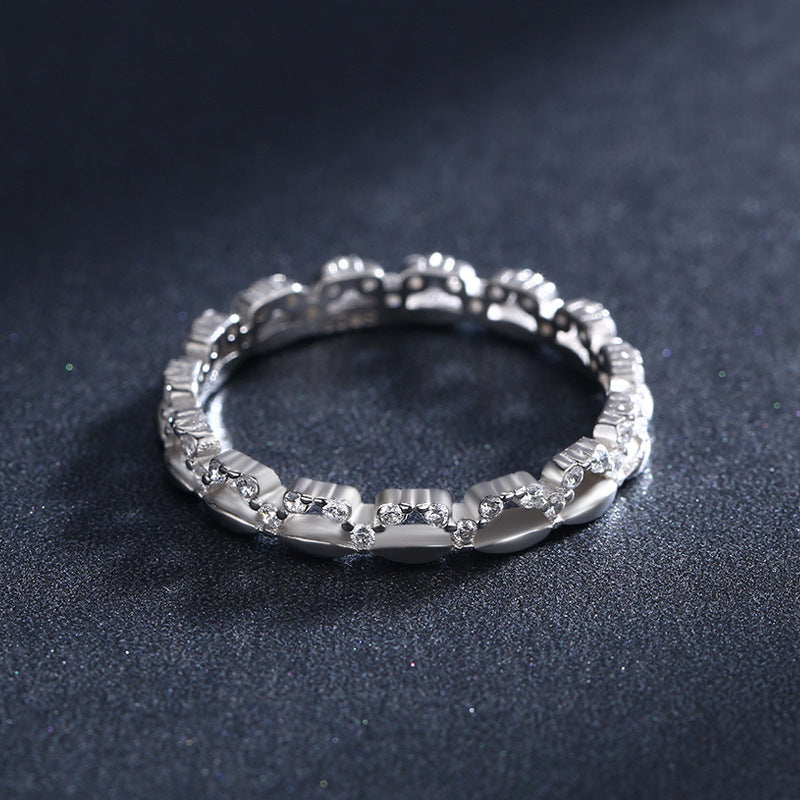 Sterling Silver Geometric Ring 925 Inlaid Gemstone For Women Travel Gift Simple Band Jewelry Elegant Geometric Gemstone