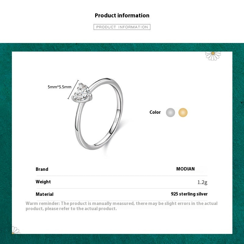 Heart Ring S925 Sterling Silver Simple Heart Design Ring Perfect Gift For Her Silver Or Gold US 5 6 7 8 9 Size