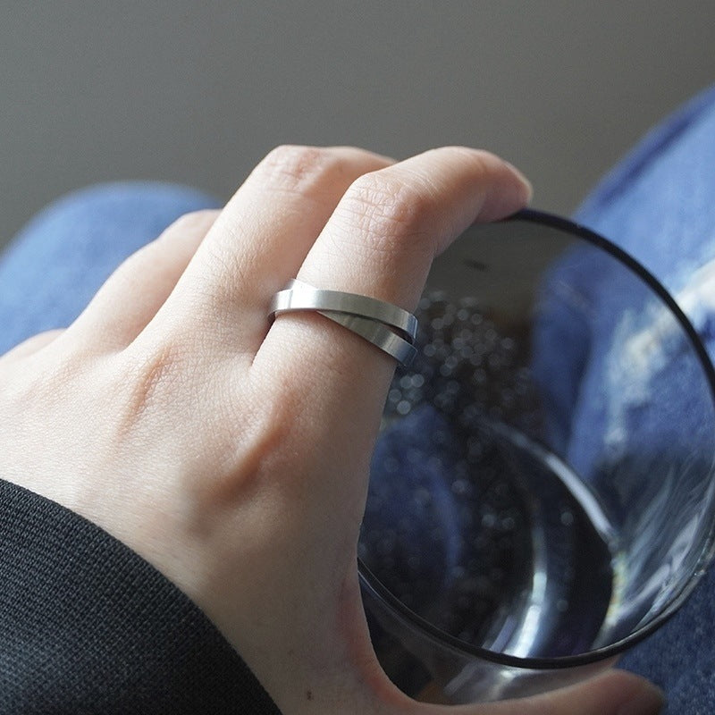 Unisex Titanium Steel Ring Vintage Geometric Design Jewelry