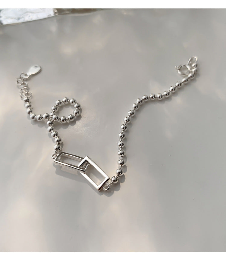 Womens Geometric Bracelet Square Ball Copper Jewelry For Women Simple Summer White Wearable Trend Stylish Look