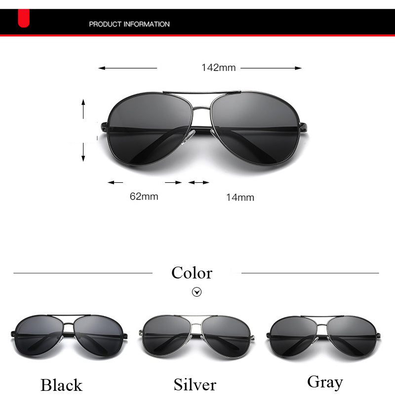 Metal Frame Glasses With Polarized Resin Lenses UV400 Protection Large Frame Eye Protection Great All Day Wear