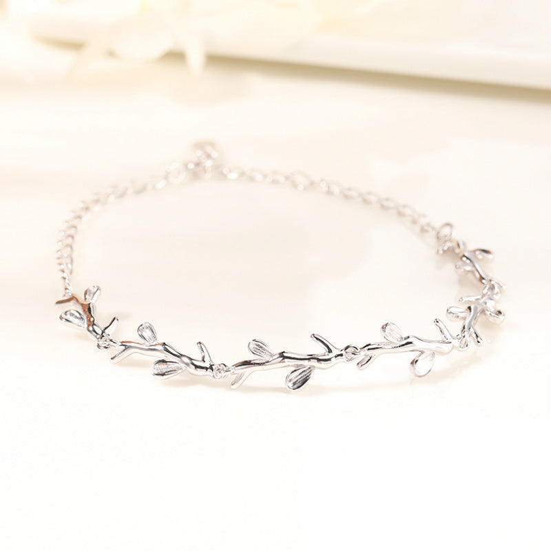 Copper Leaf Bracelet With Adjustable Chain Nature Inspired