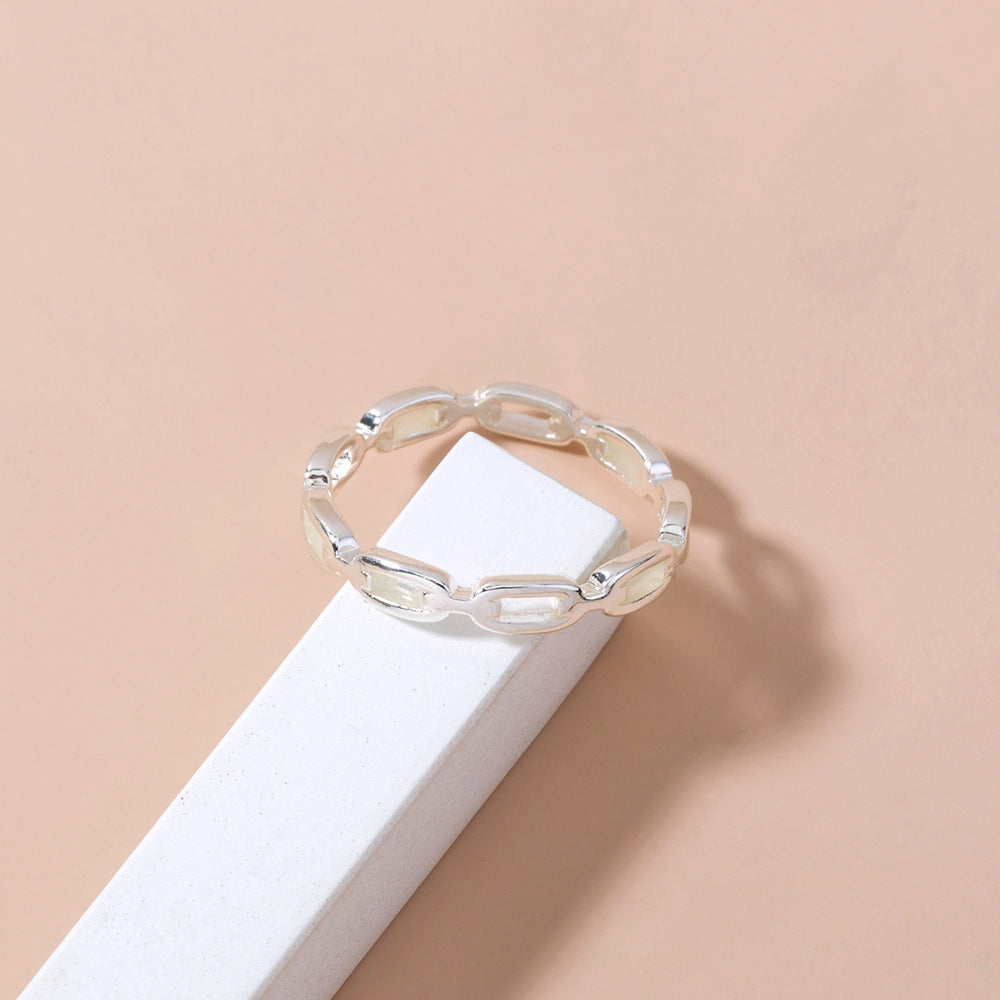 Geometric Copper Ring For Women Hollow Electroplated Ring