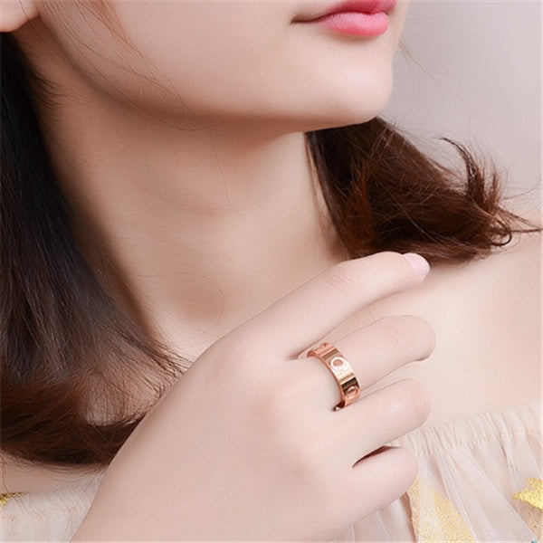 Titanium Steel Geometric Couple Ring Engagement Wedding Band Durable Gift Jewelry For Anniversary For All Fans