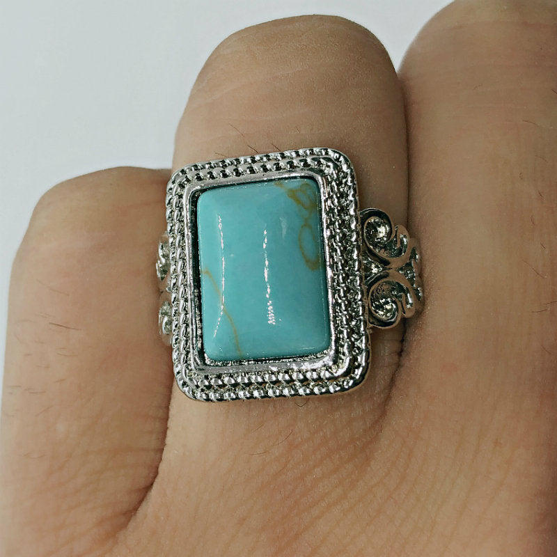 Heart Shaped Turquoise Electroplated Ring Travel Souvenir Ring For Women And Girls Independent Packaging Unique