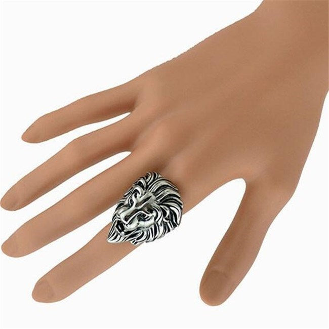 Mens Lion Ring European American Design Titanium Steel Casting Band Lion Head Ring Jewelry Individually Packed