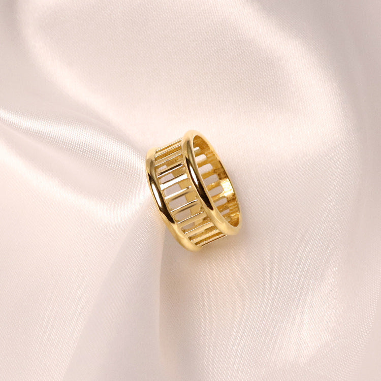 Unisex Hollow Letter Ring 18K Gold Plated Stainless Steel