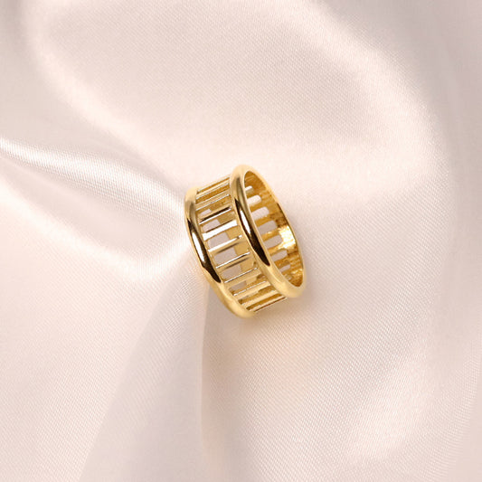 Unisex Hollow Letter Ring 18K Gold Plated Stainless Steel