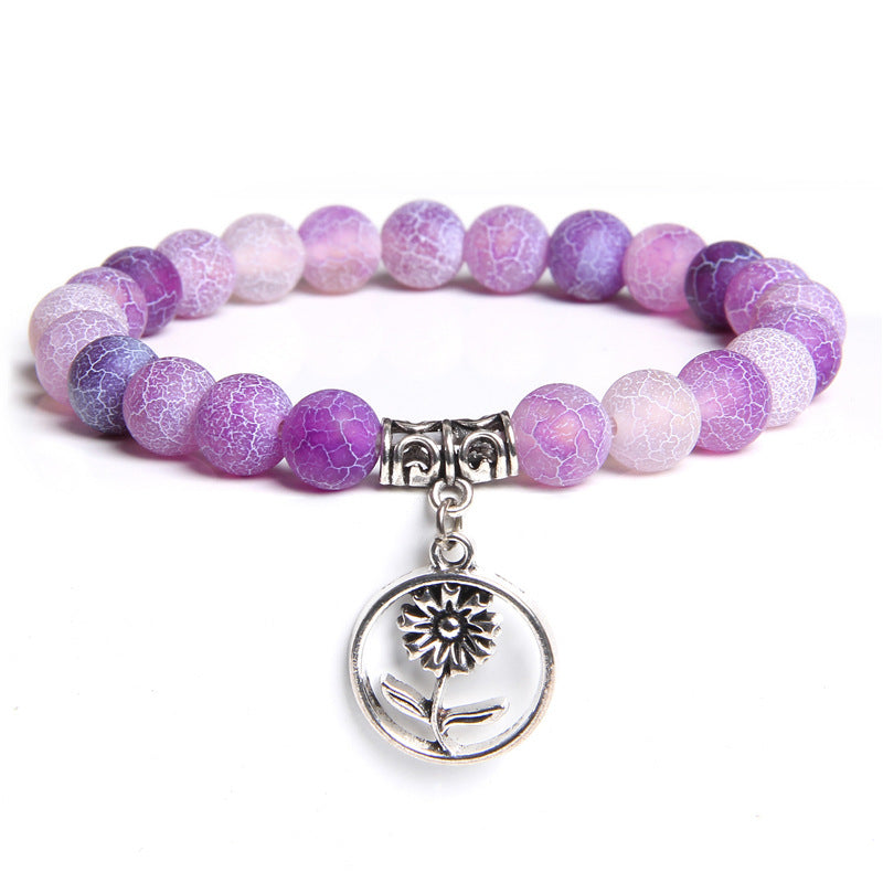 Unisex Agate Stone Bracelet Weathered Finish Floral Design Individually Packed For Personal Use Or Thoughtful Gift
