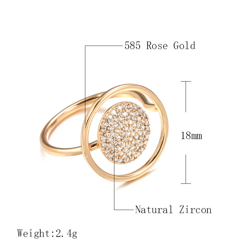 Zircon Fashion Hollow Ring With Full Diamond Inlay Elegant Temperament Jewelry Copper Crafted Geometric Accent